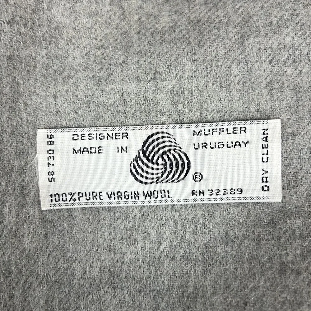 Virgin Wool Scarf Light Gray Men’s Women’s made in Uruguay